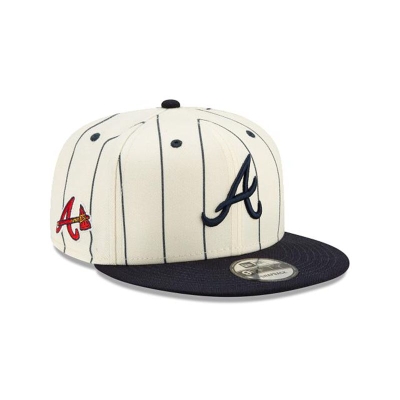 White Atlanta Braves Hat - New Era MLB Pinstripe 9FIFTY Snapback Caps USA9854712